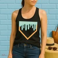 Ice Cream Baseball Drip Home Plate Baseball Dripping Women's Tank Top thumb 2
