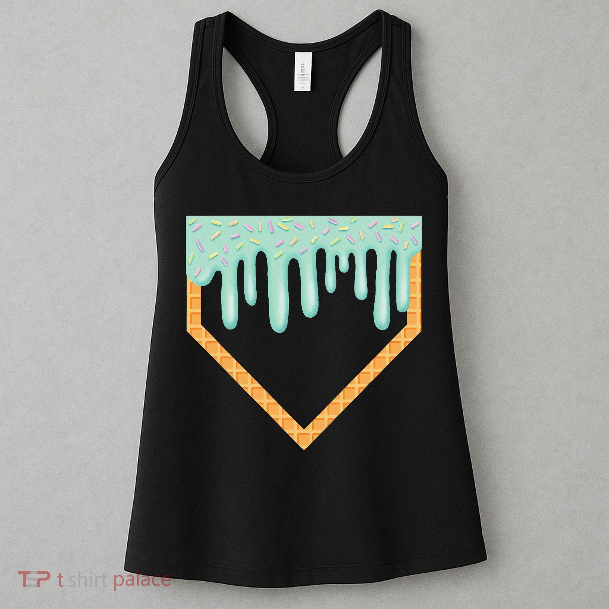 Ice Cream Baseball Drip Home Plate Baseball Dripping Women's Tank Top