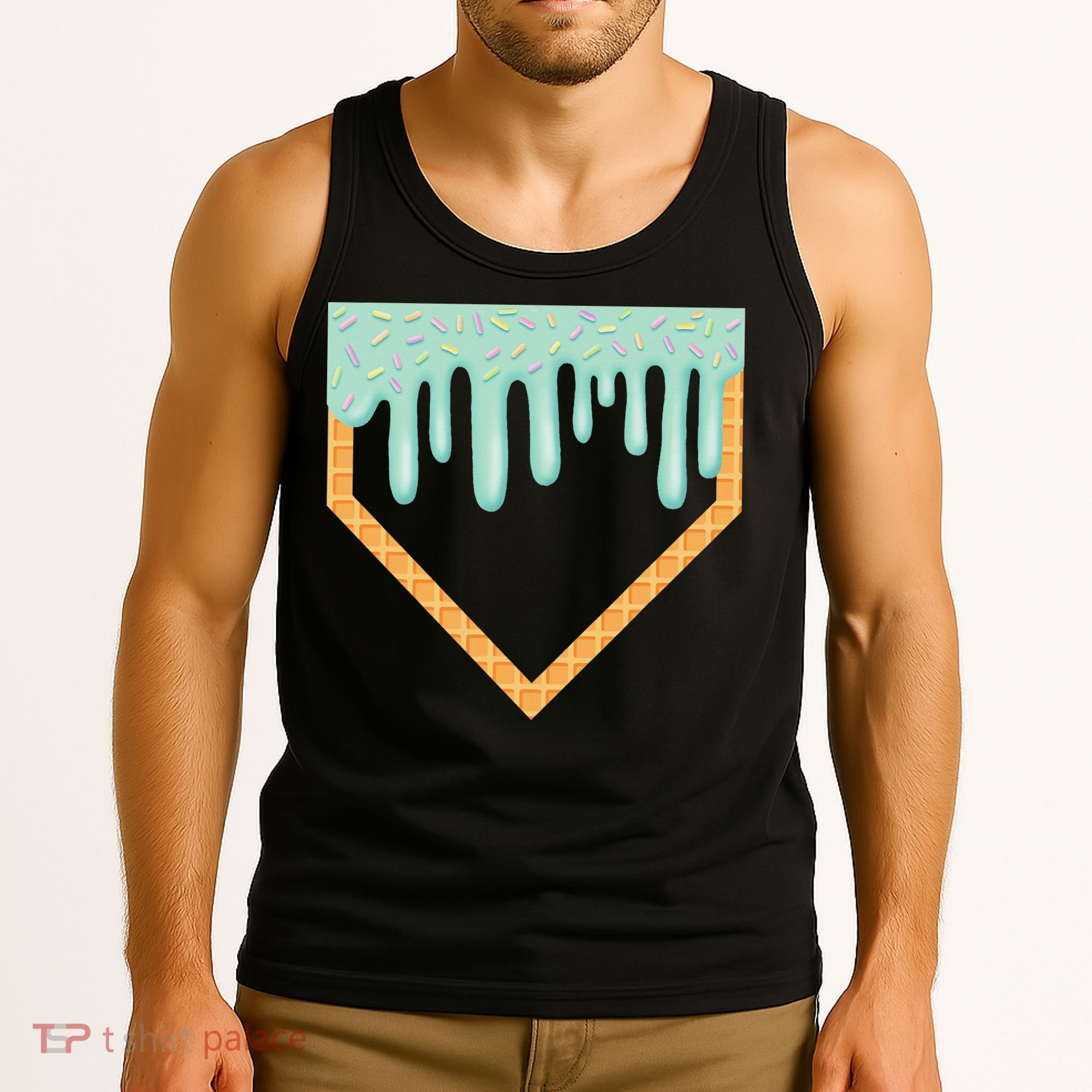 Ice Cream Baseball Drip Home Plate Baseball Dripping Tank Top