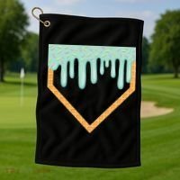 Ice Cream Baseball Drip Home Plate Baseball Dripping Golf Towel thumb 1