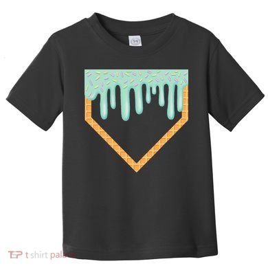 Ice Cream Baseball Drip Home Plate Baseball Dripping Toddler T-Shirt