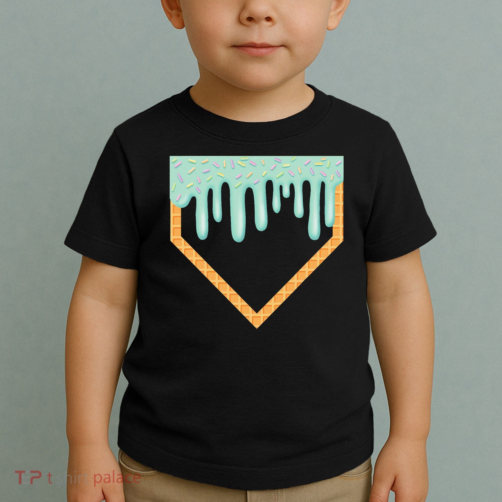 Ice Cream Baseball Drip Home Plate Baseball Dripping Toddler T-Shirt