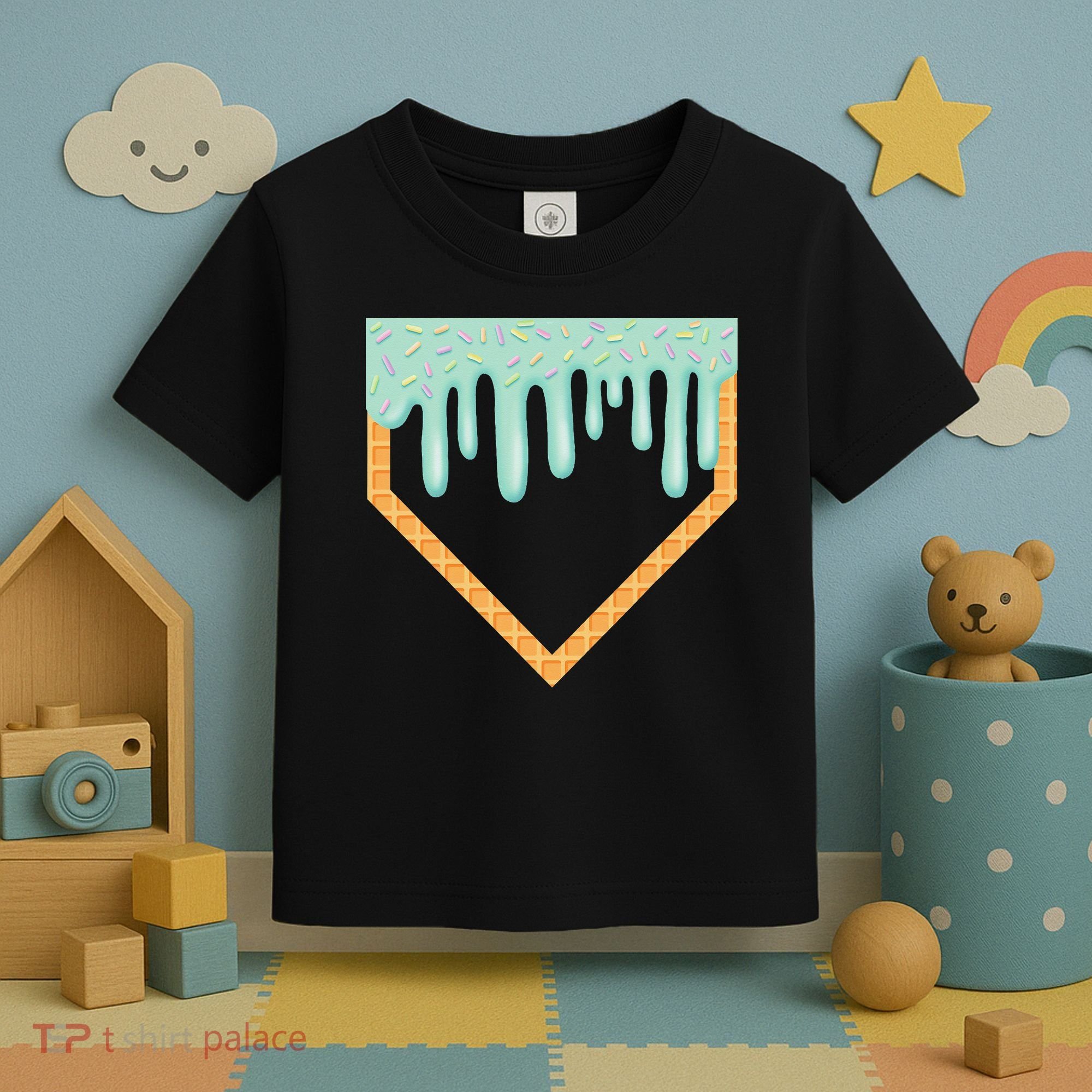 Ice Cream Baseball Drip Home Plate Baseball Dripping Toddler T-Shirt