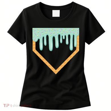 Ice Cream Baseball Drip Home Plate Baseball Dripping Women's T-Shirt