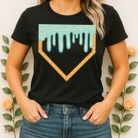 Ice Cream Baseball Drip Home Plate Baseball Dripping Women's T-Shirt thumb 2