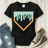 Ice Cream Baseball Drip Home Plate Baseball Dripping Women's T-Shirt thumb 3