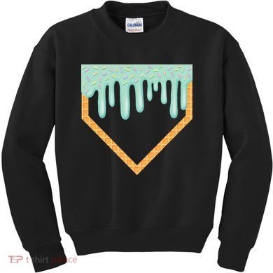 Ice Cream Baseball Drip Home Plate Baseball Dripping Kids Sweatshirt