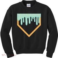 Ice Cream Baseball Drip Home Plate Baseball Dripping Kids Sweatshirt thumb 0