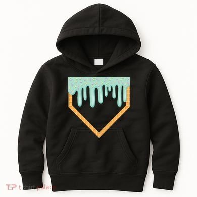 Ice Cream Baseball Drip Home Plate Baseball Dripping Kids Hoodie