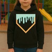 Ice Cream Baseball Drip Home Plate Baseball Dripping Kids Hoodie thumb 3