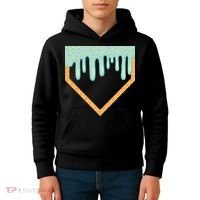 Ice Cream Baseball Drip Home Plate Baseball Dripping Kids Hoodie thumb 4