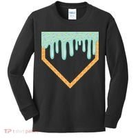 Ice Cream Baseball Drip Home Plate Baseball Dripping Kids Long Sleeve Shirt thumb 0