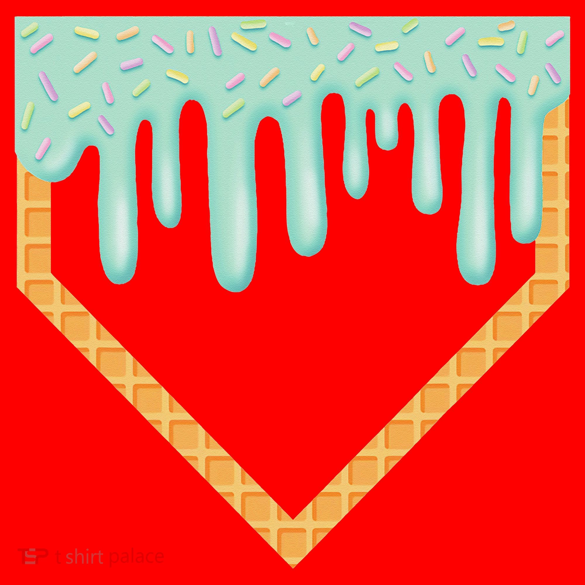 Ice Cream Baseball Drip Home Plate Baseball Dripping Santa Hat