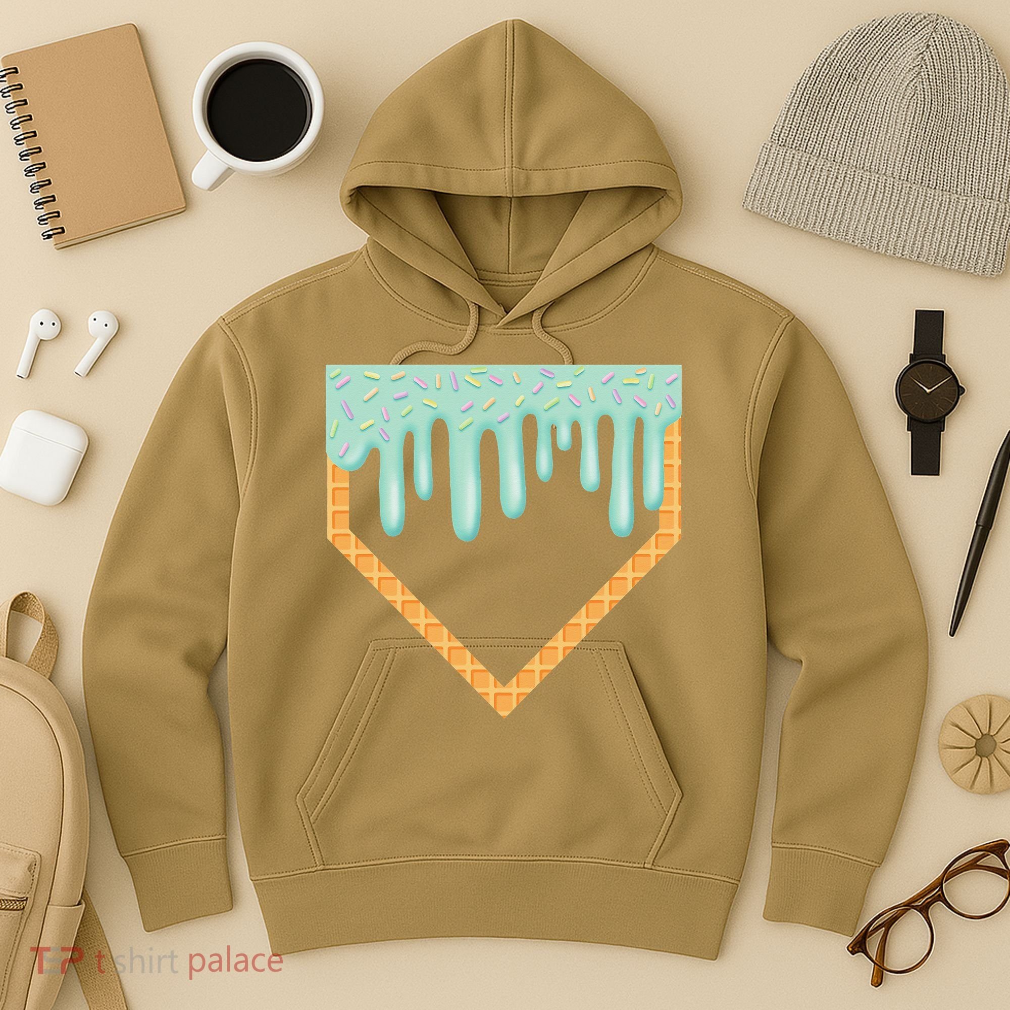 Ice Cream Baseball Drip Home Plate Baseball Dripping Hoodie