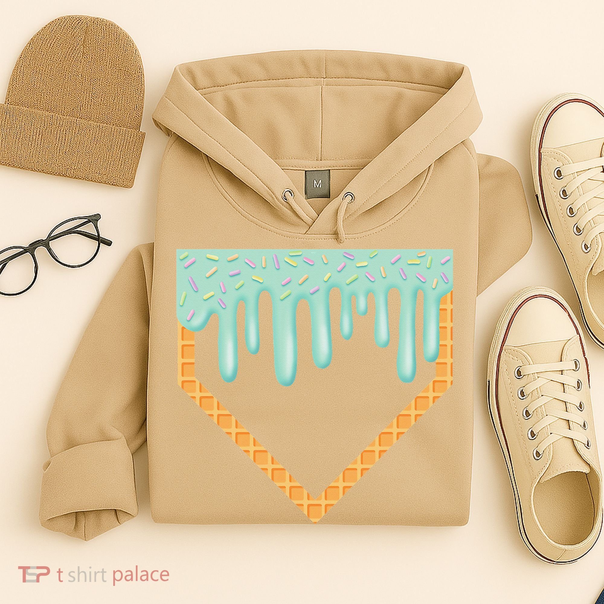 Ice Cream Baseball Drip Home Plate Baseball Dripping Hoodie
