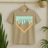 Ice Cream Baseball Drip Home Plate Baseball Dripping T-Shirt thumb 2