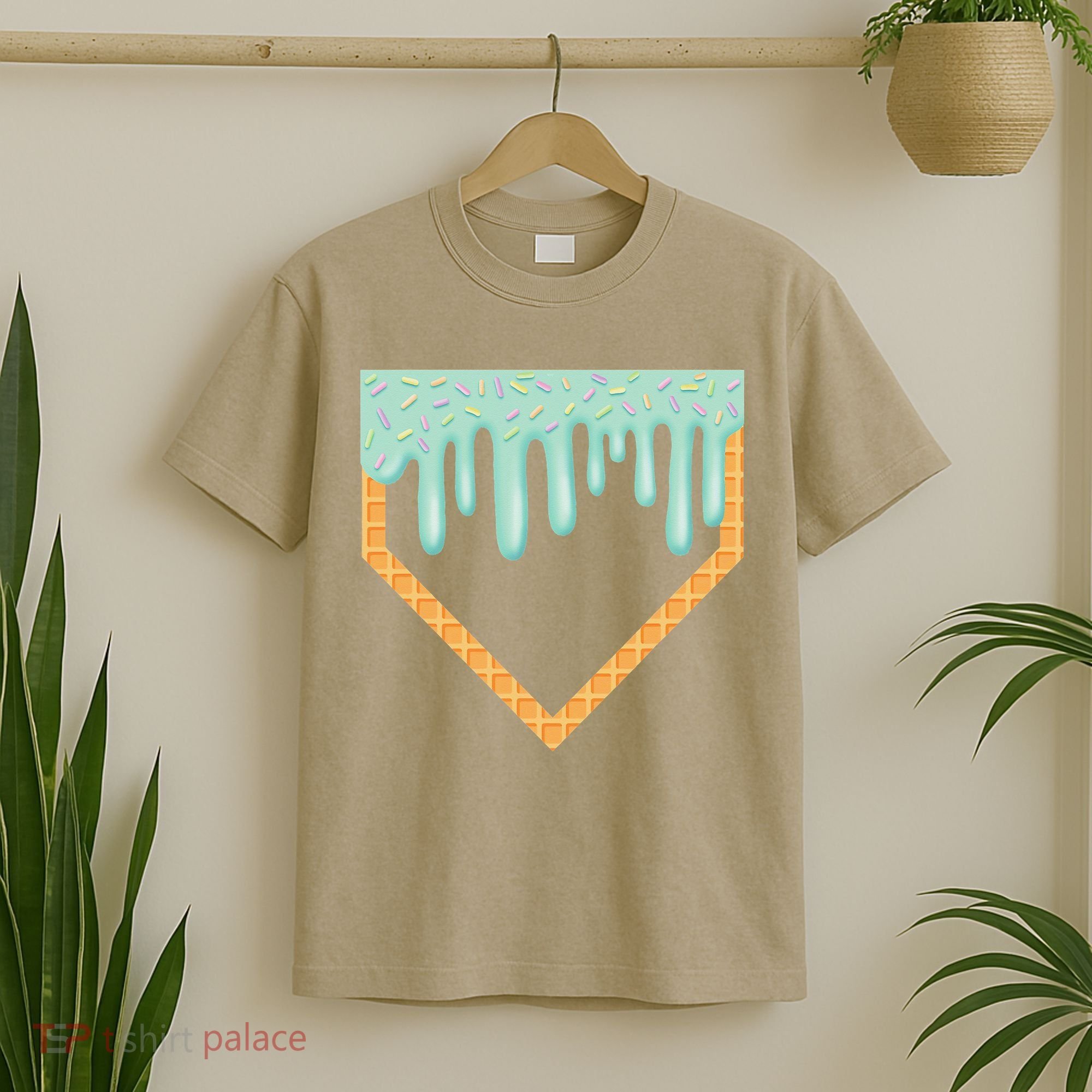 Ice Cream Baseball Drip Home Plate Baseball Dripping T-Shirt