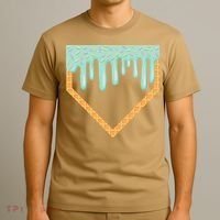 Ice Cream Baseball Drip Home Plate Baseball Dripping T-Shirt thumb 3