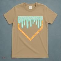 Ice Cream Baseball Drip Home Plate Baseball Dripping T-Shirt thumb 5
