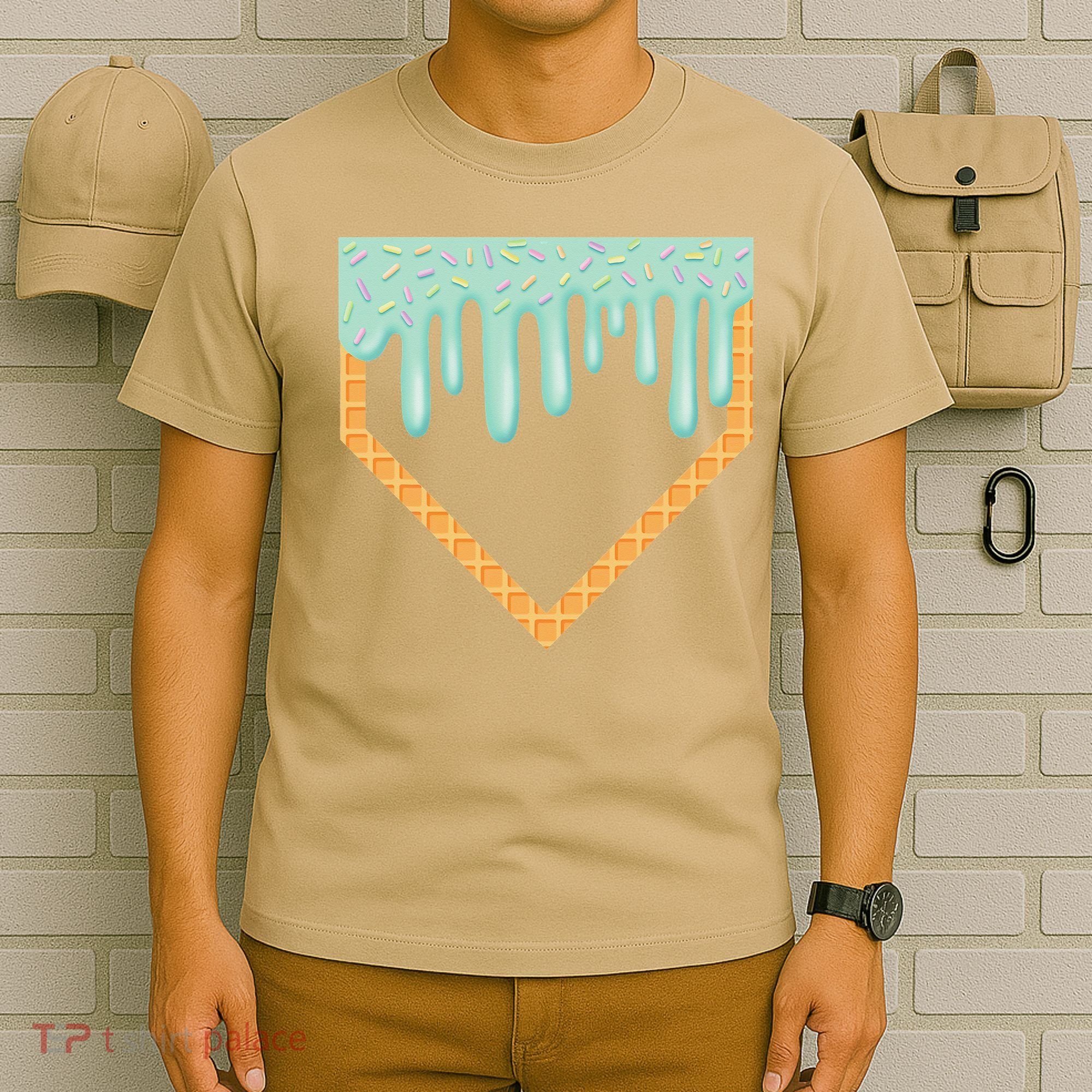 Ice Cream Baseball Drip Home Plate Baseball Dripping T-Shirt
