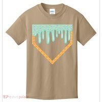 Ice Cream Baseball Drip Home Plate Baseball Dripping Kids T-Shirt thumb 0