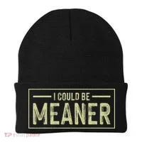 I Could Be Meaner Retro Beanie thumb 0
