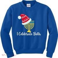 I Celebrate Both Hanukkah Kids Sweatshirt thumb 0