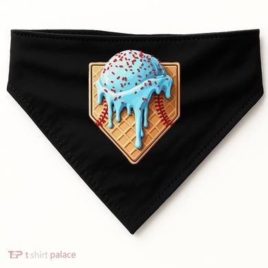 Ice Cream Baseball Drip Home Plate Dripping USA-Made Doggie Bandana