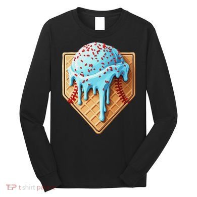 Ice Cream Baseball Drip Home Plate Dripping Long Sleeve Shirt