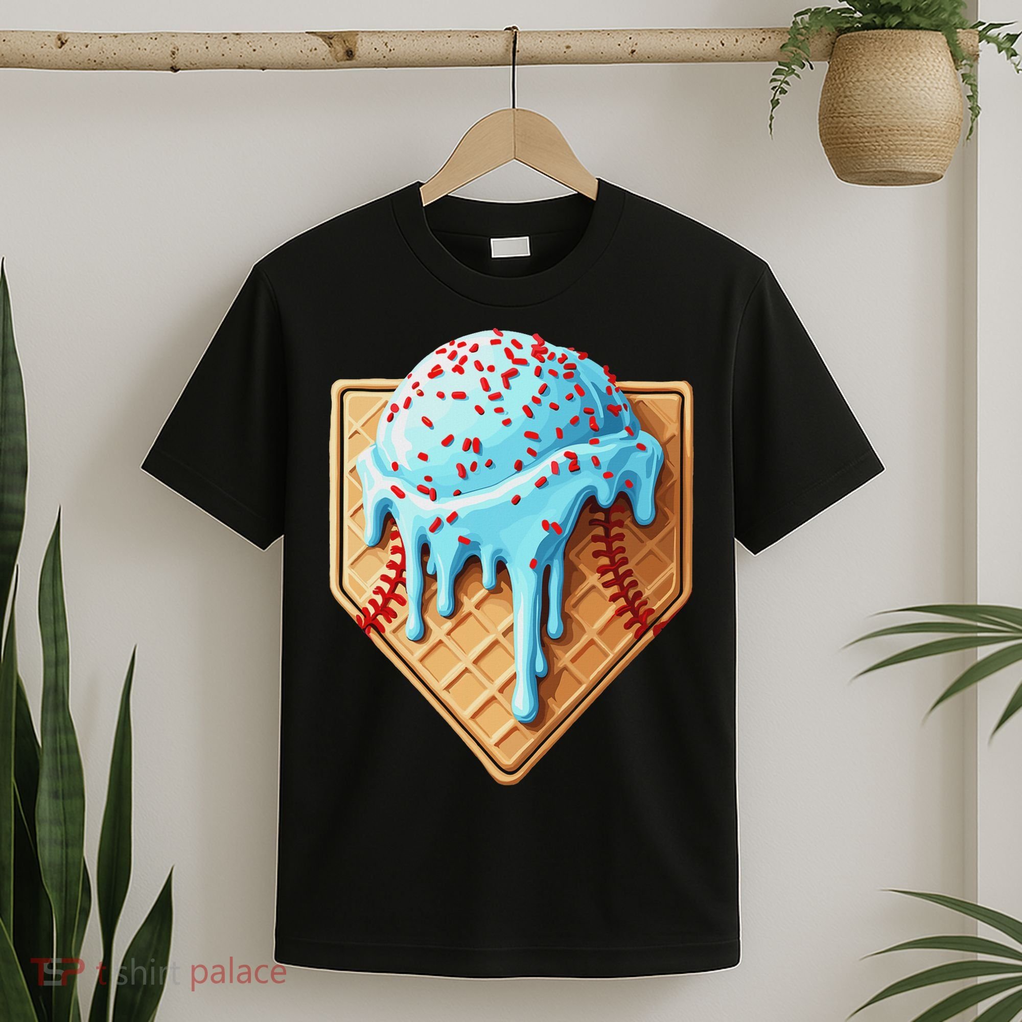 Ice Cream Baseball Drip Home Plate Dripping T-Shirt