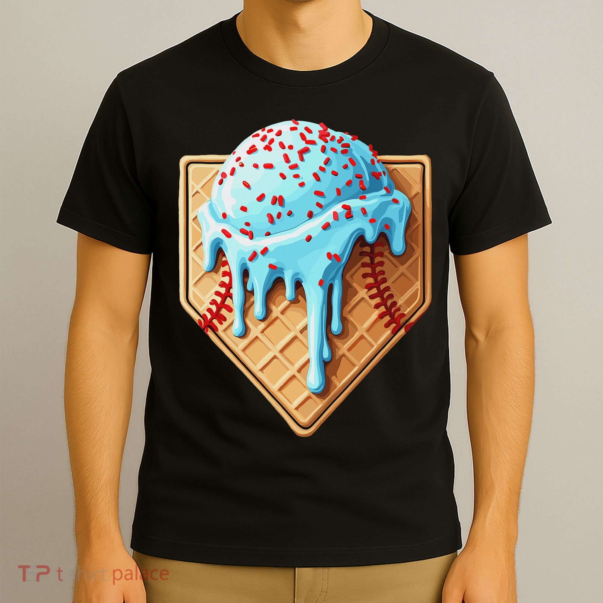 Ice Cream Baseball Drip Home Plate Dripping T-Shirt