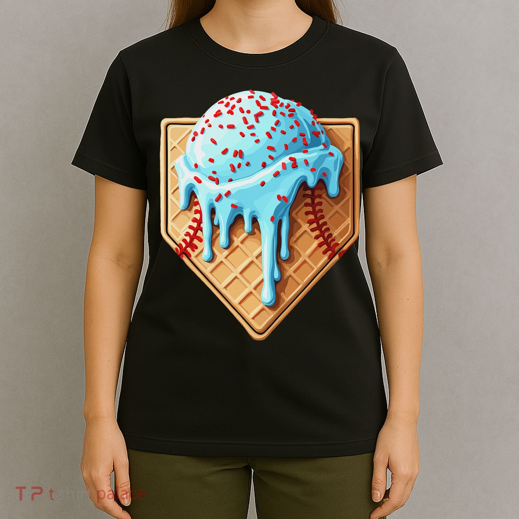 Ice Cream Baseball Drip Home Plate Dripping T-Shirt