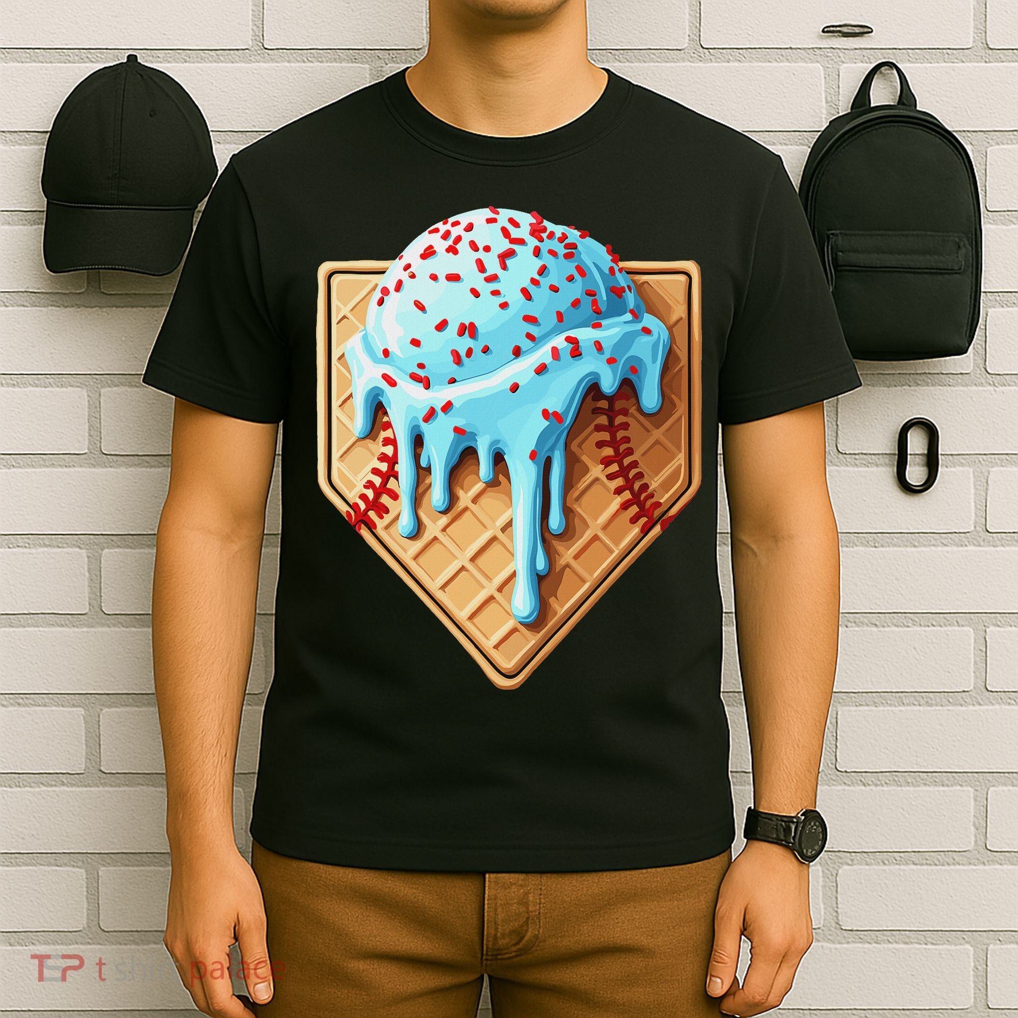 Ice Cream Baseball Drip Home Plate Dripping T-Shirt