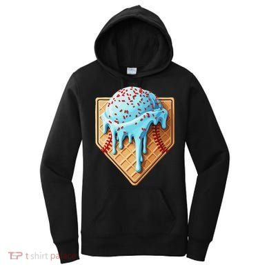 Ice Cream Baseball Drip Home Plate Dripping Women's Hoodie