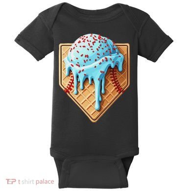 Ice Cream Baseball Drip Home Plate Dripping Baby Bodysuit