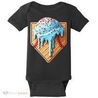Ice Cream Baseball Drip Home Plate Dripping Baby Bodysuit thumb 0