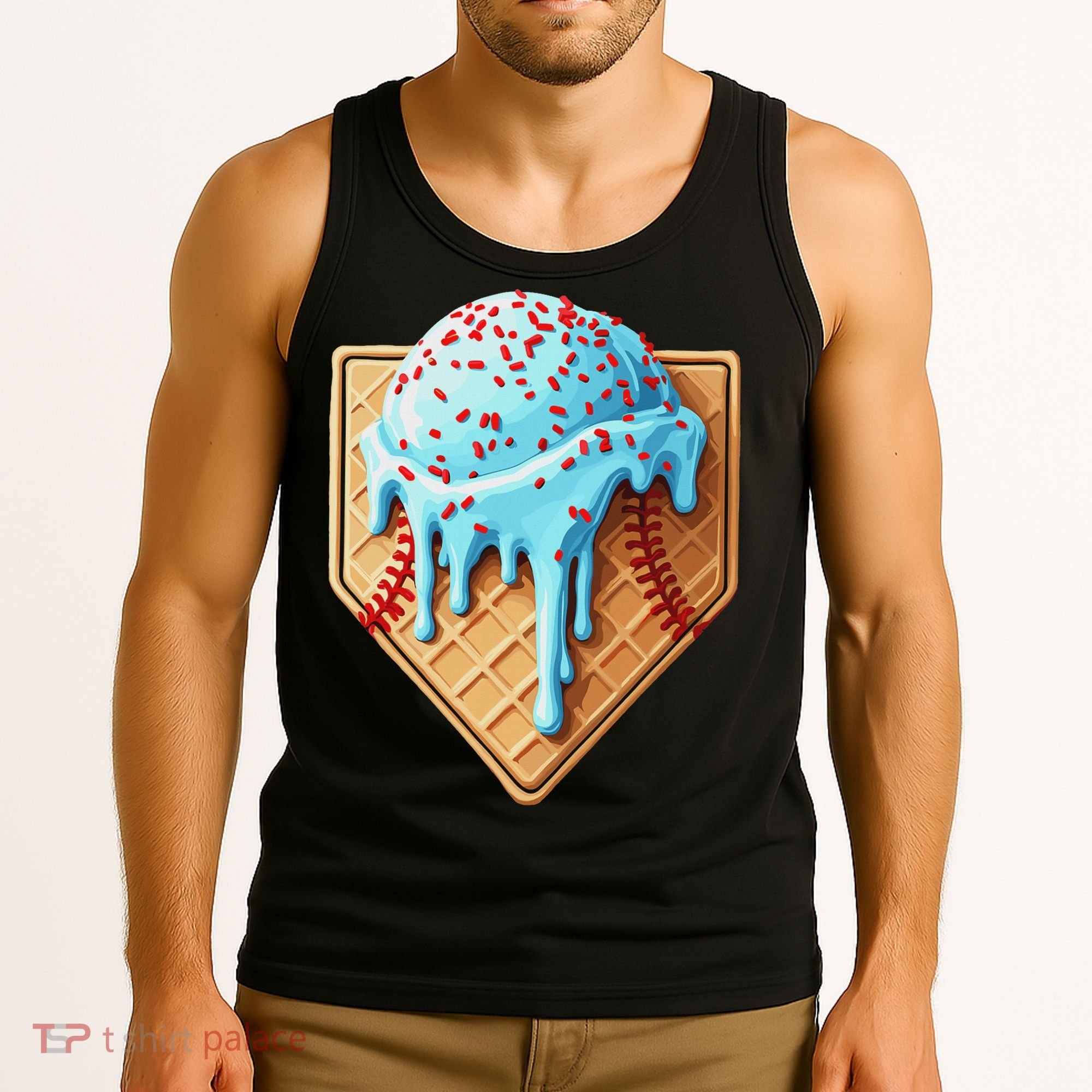 Ice Cream Baseball Drip Home Plate Dripping Tank Top