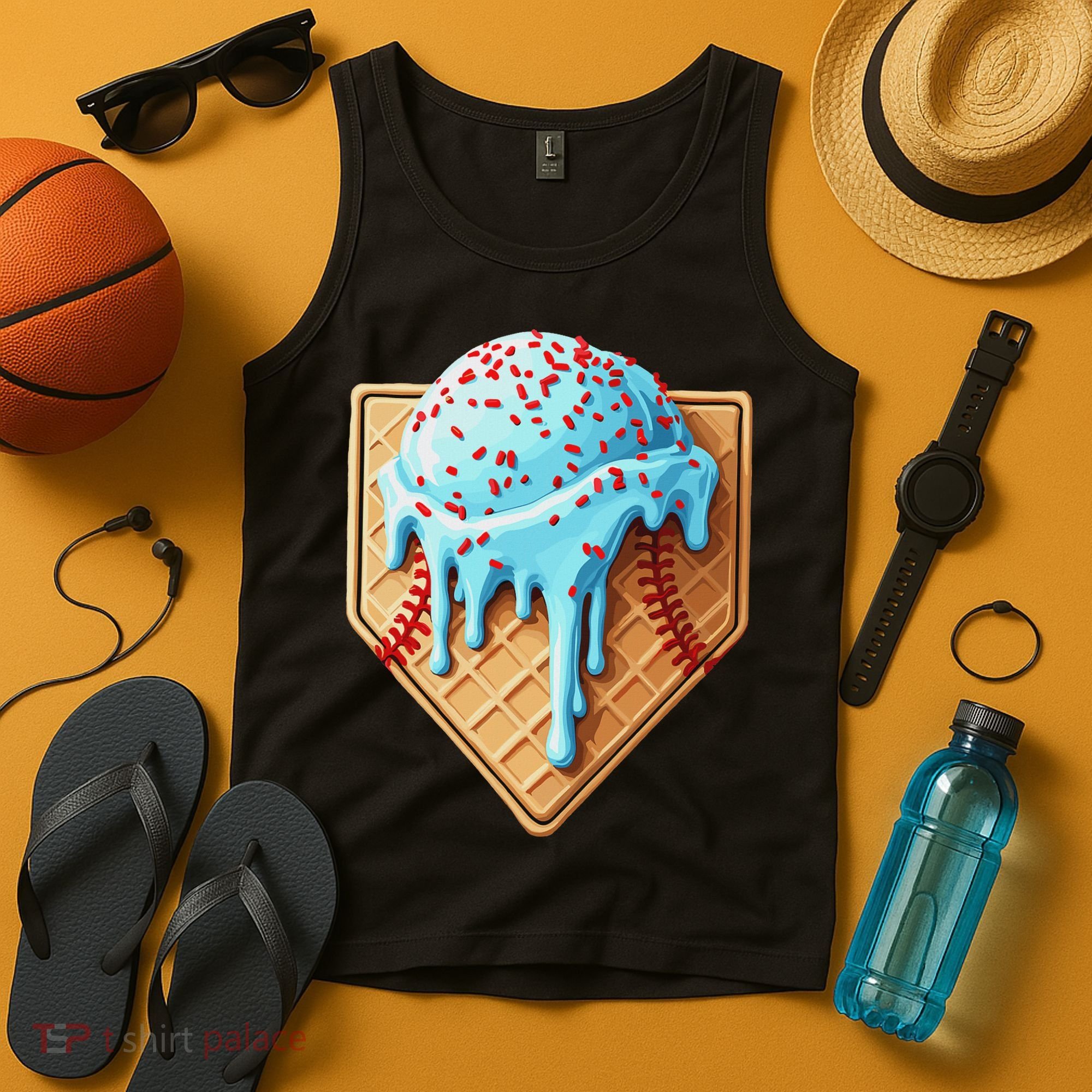 Ice Cream Baseball Drip Home Plate Dripping Tank Top