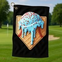 Ice Cream Baseball Drip Home Plate Dripping Golf Towel thumb 1