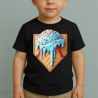 Ice Cream Baseball Drip Home Plate Dripping Toddler T-Shirt thumb 2