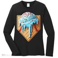 Ice Cream Baseball Drip Home Plate Dripping Women's Long Sleeve Shirt thumb 0