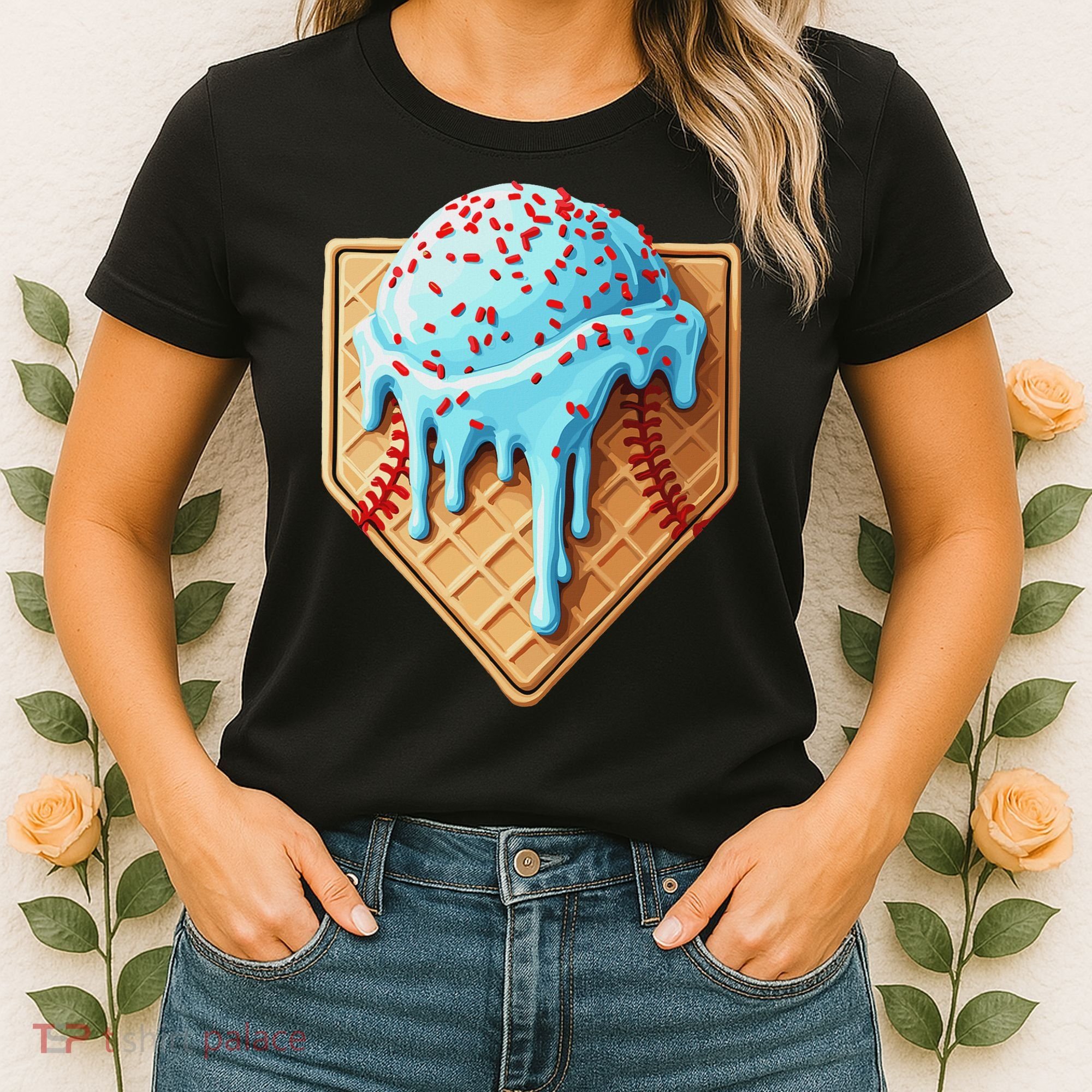 Ice Cream Baseball Drip Home Plate Dripping Women's T-Shirt