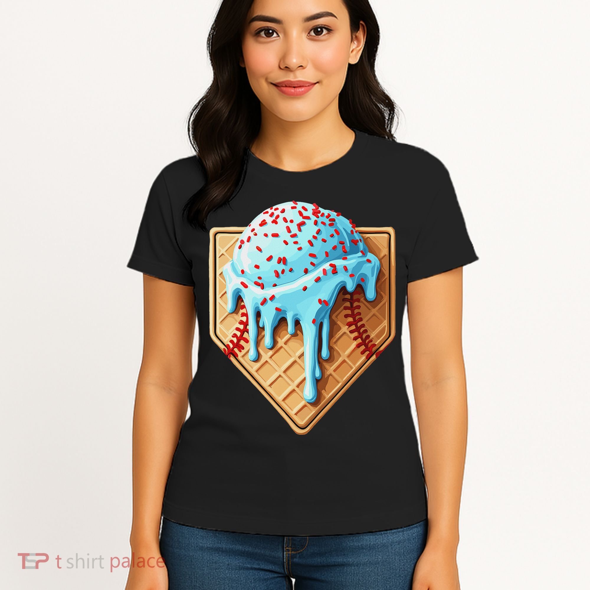 Ice Cream Baseball Drip Home Plate Dripping Women's T-Shirt