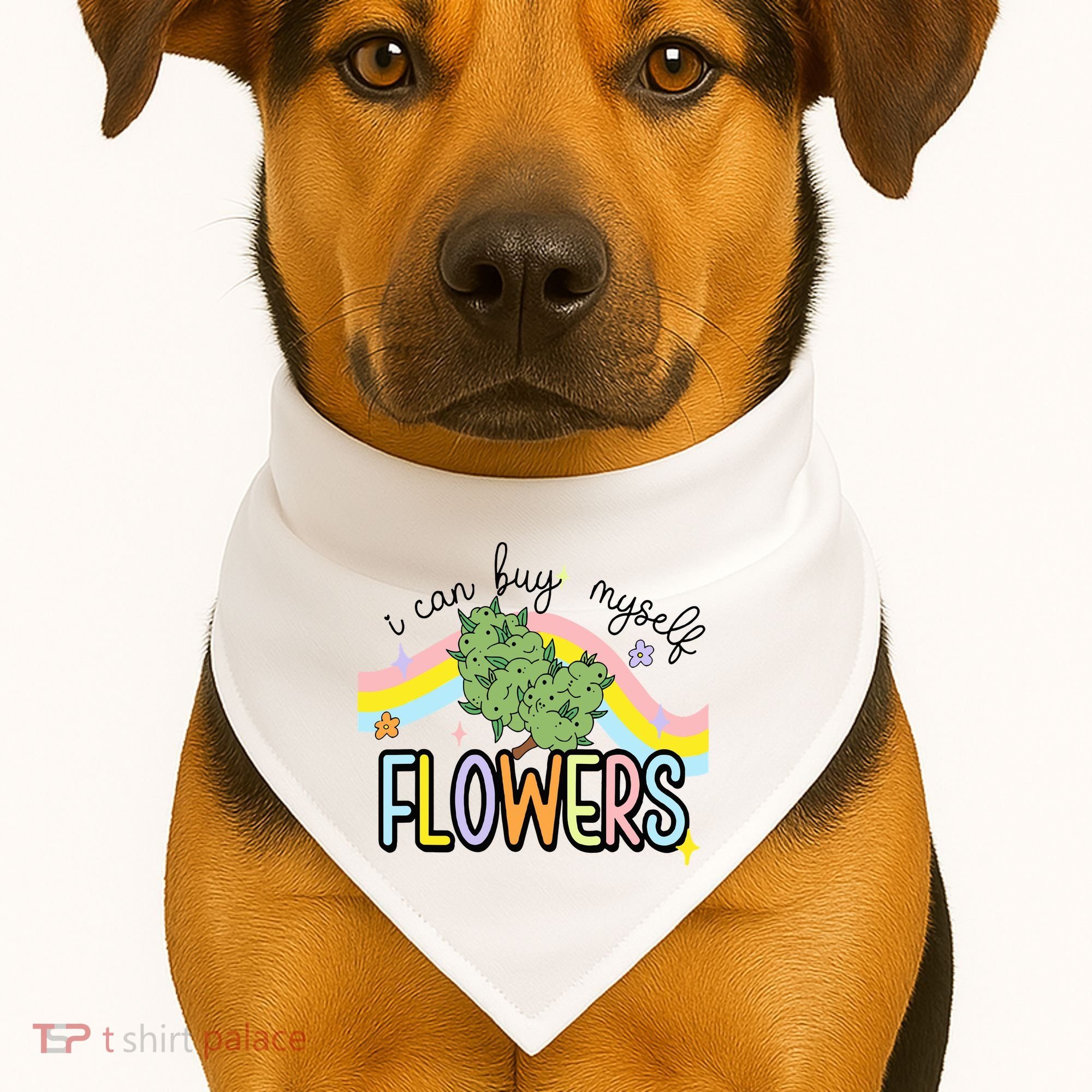 I Can Buy Myself Flowers Weed Funny Cannabis USA-Made Doggie Bandana
