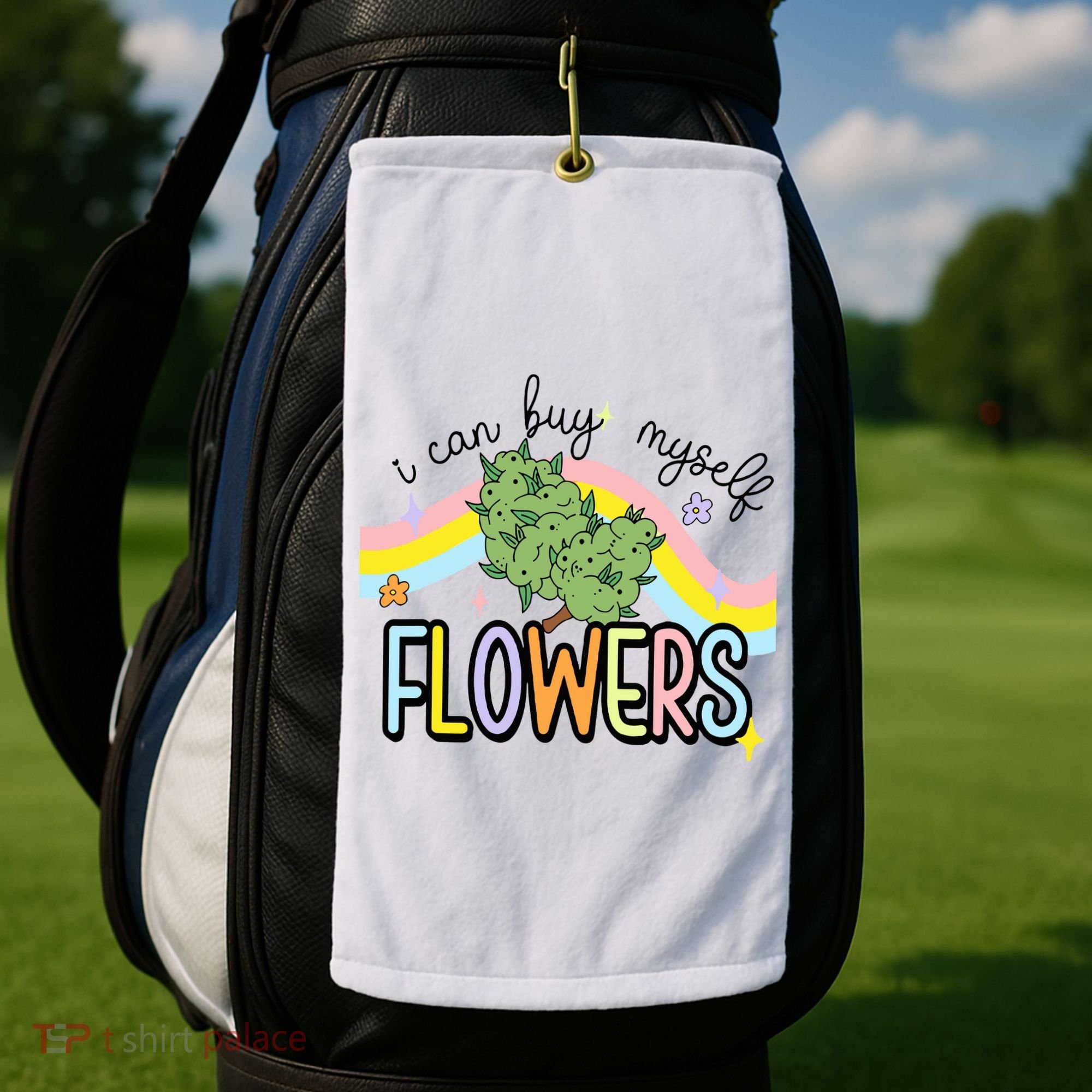 I Can Buy Myself Flowers Weed Funny Cannabis Golf Towel