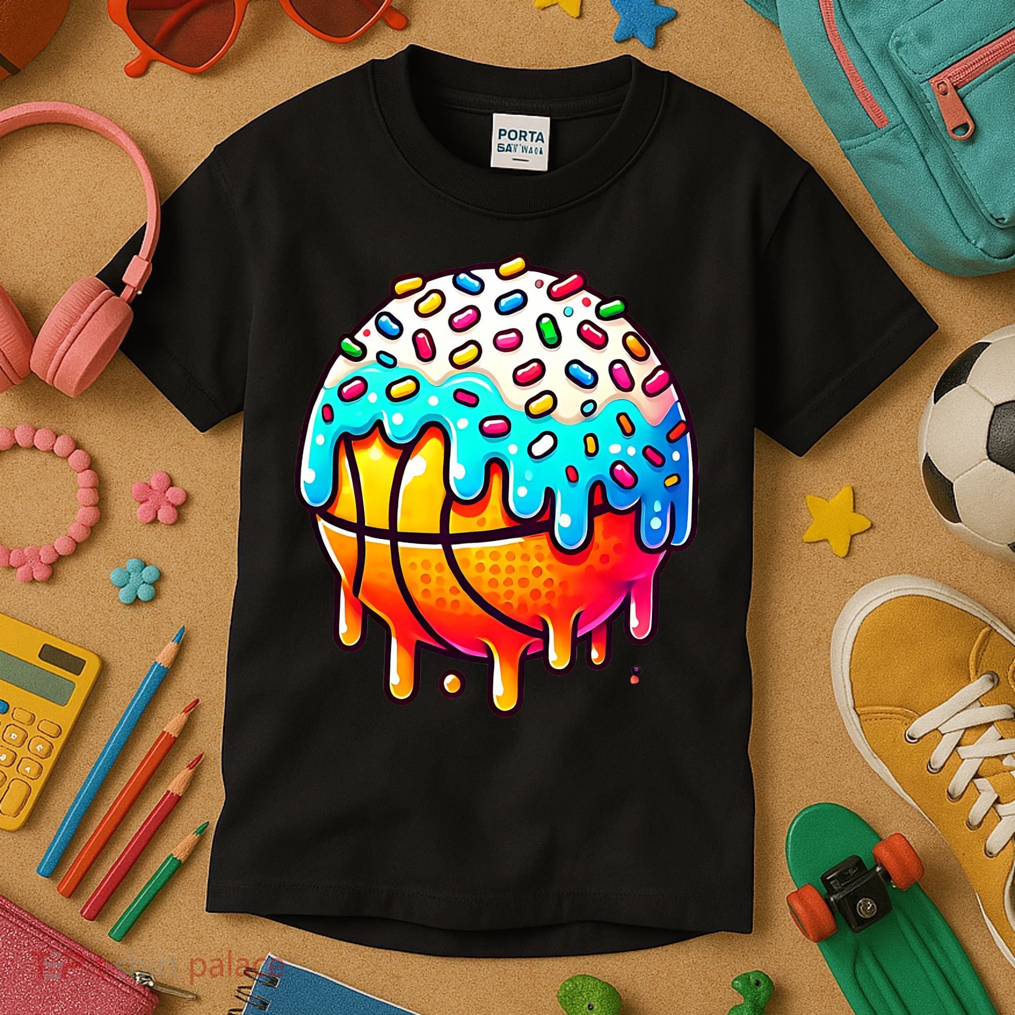 Ice Cream Basketball Drip  Basketball Stuff Kids T-Shirt