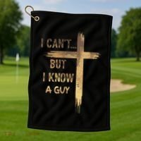 I CanT But I Know A Guy Jesus Cross Funny Christian Golf Towel thumb 1