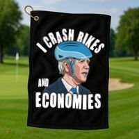 I Crash Bikes And Economies Anti Biden Golf Towel thumb 1