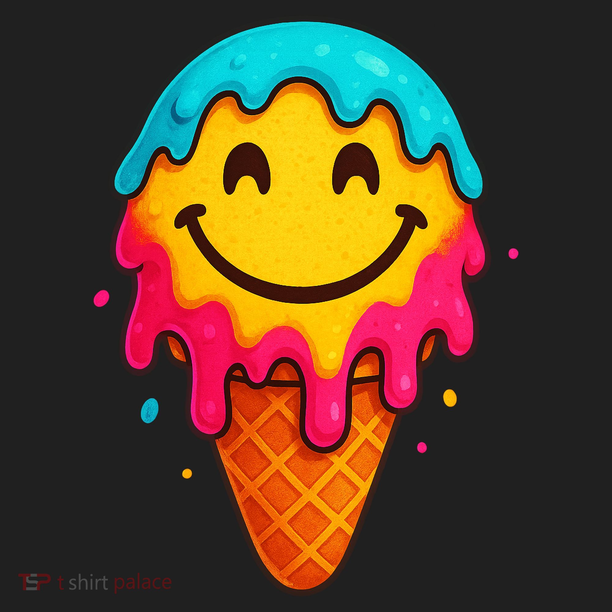 Ice Cream Cone Drip Smile Face  Women's Sweatshirt