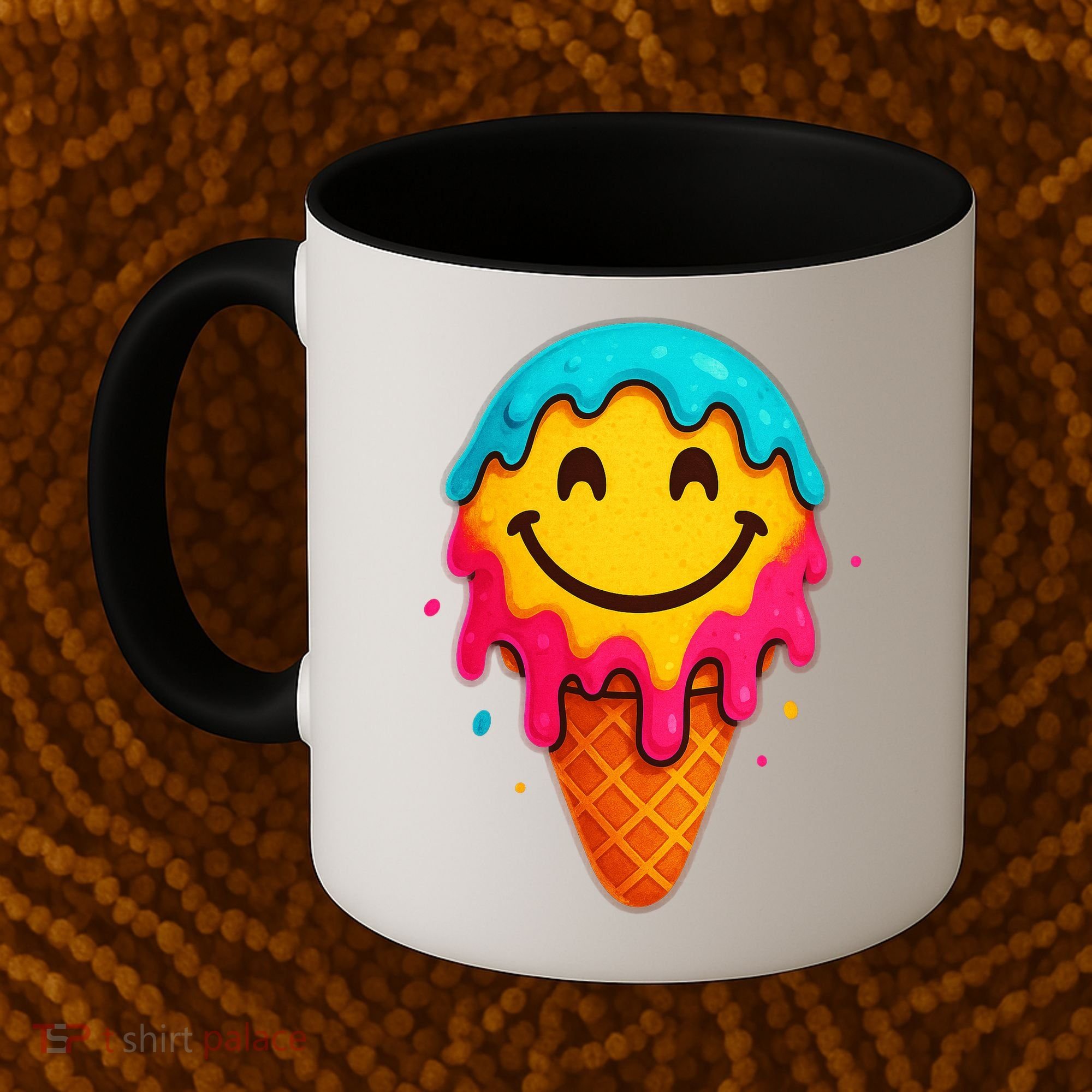 Ice Cream Cone Drip Smile Face  Coffee Mug